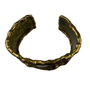 Handcrafted Brass Open Cuff Bracelet For Women Rustic Textured Finish